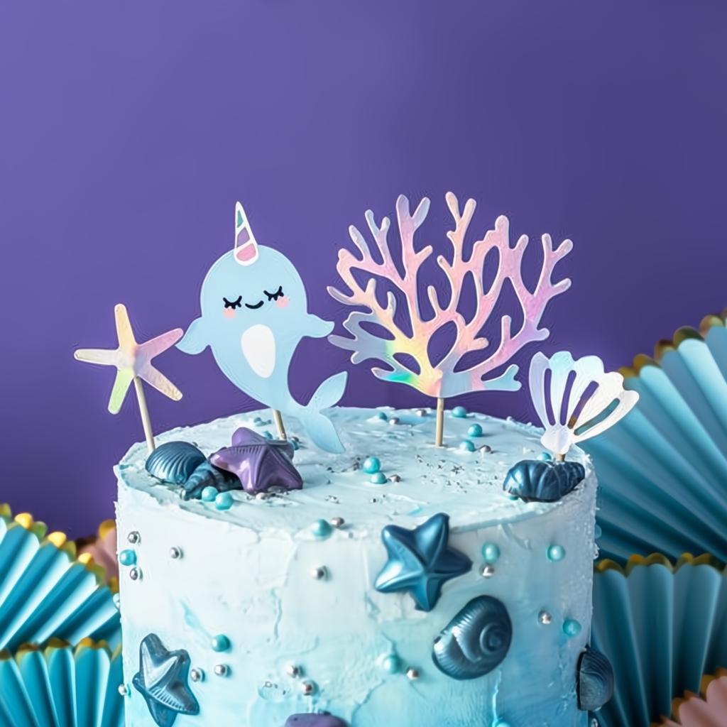 Caketopper Narwal, 10-15,5cm PartyDeco 2