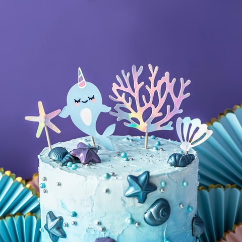 Caketopper Narwal, 10-15,5cm PartyDeco 2