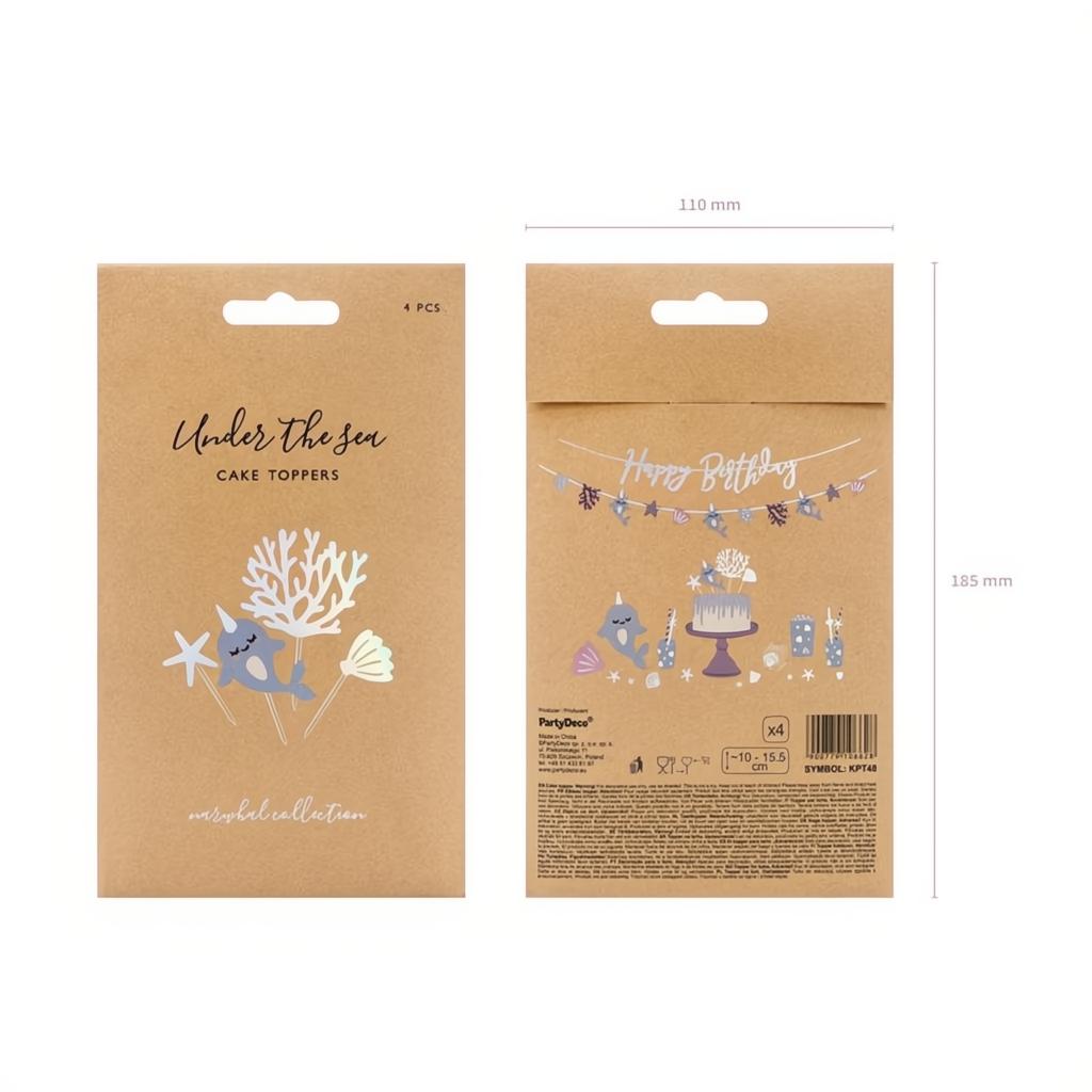 Caketopper Narwal, 10-15,5cm PartyDeco 5