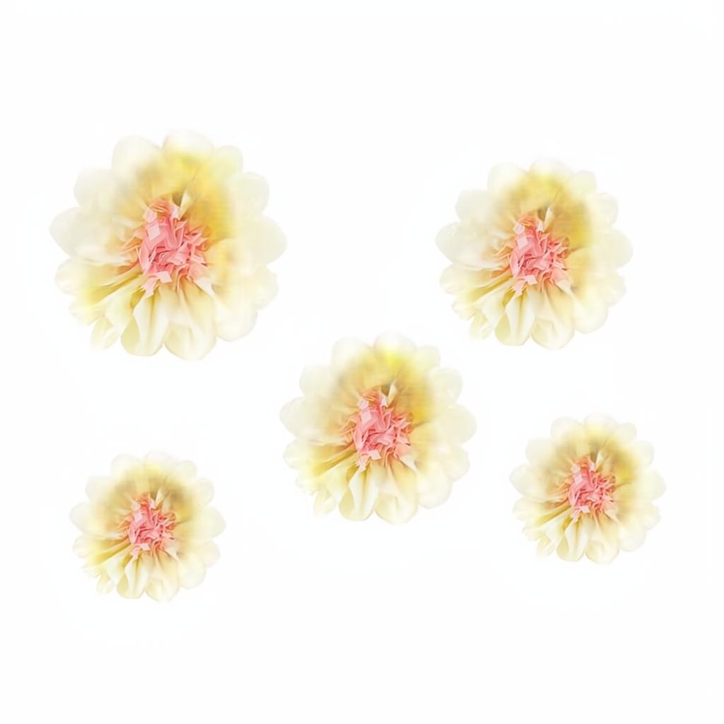 Dekoration aus Seidenpapier Blumen, cremefarben, 30-20 cm PartyDeco 1
