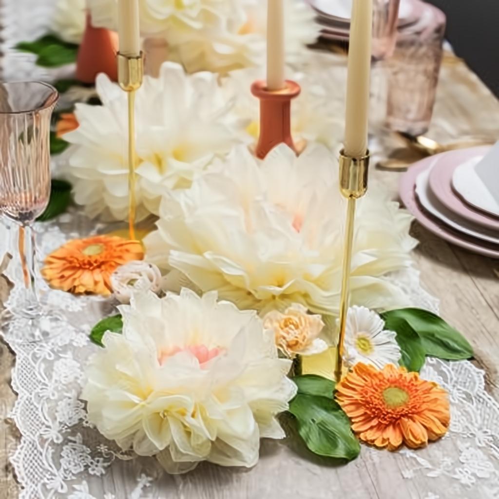 Dekoration aus Seidenpapier Blumen, cremefarben, 30-20 cm PartyDeco 4