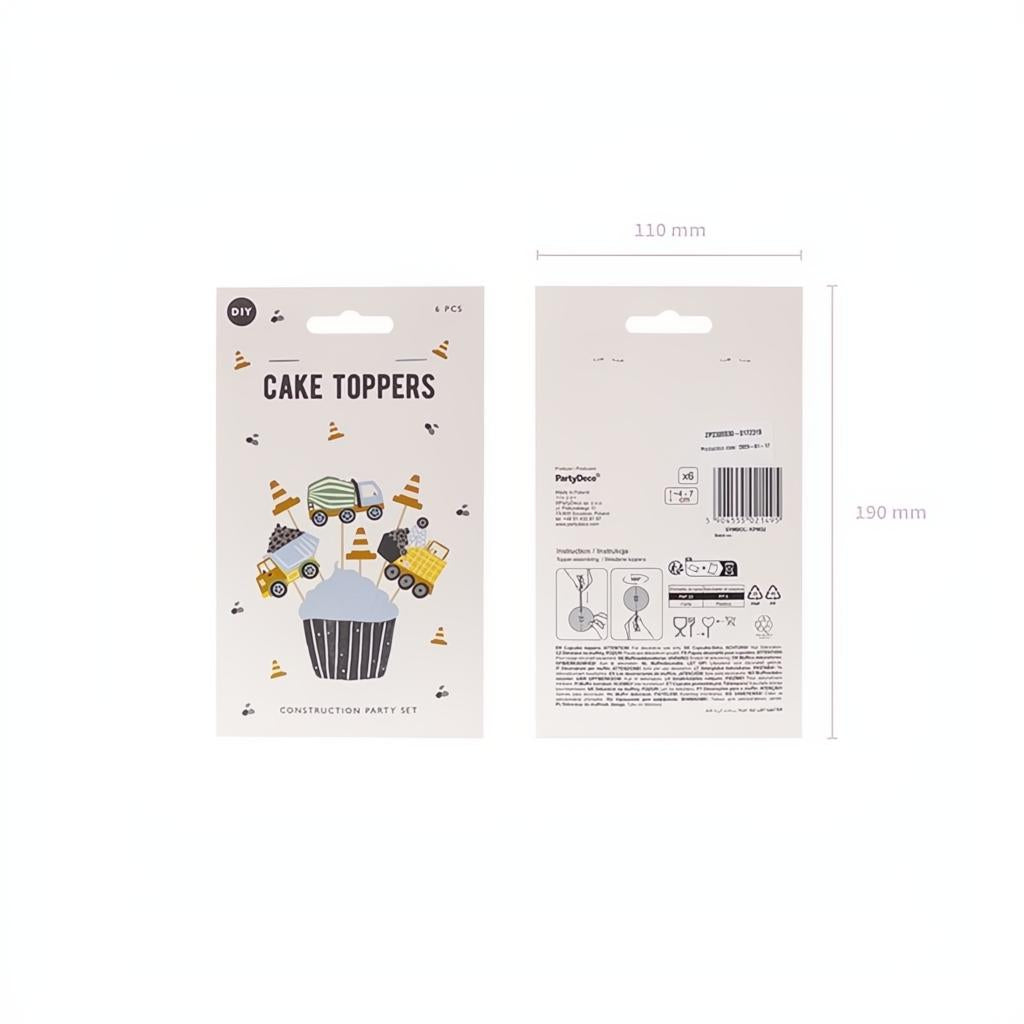 Dekorationen für Muffins - Baufahrzeuge, 4- 7 cm PartyDeco 5