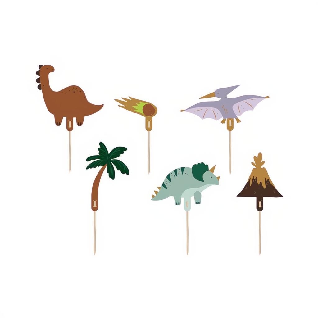 Dinosaurier-Tortentopper, 8-12 cm, Farbenmix PartyDeco 1