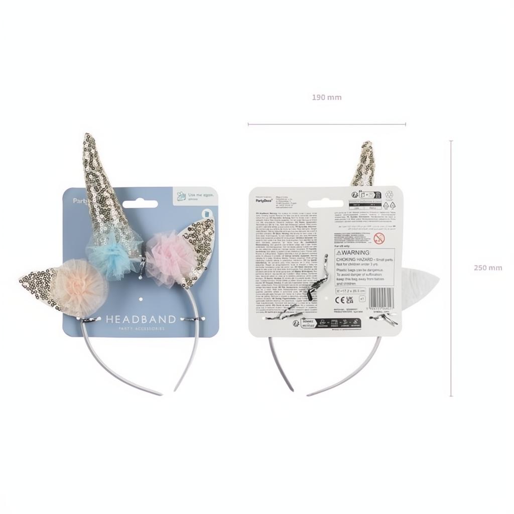 Einhornhorn-Stirnband, 26,5x17,2 cm PartyDeco 3
