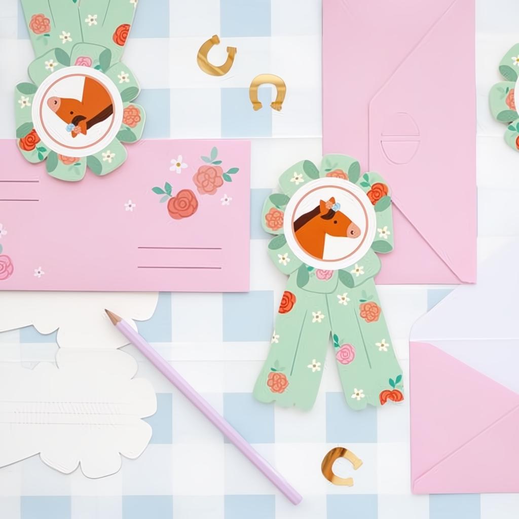 Einladungskarte Pferde 16,5 x 19,5 cm PartyDeco 3