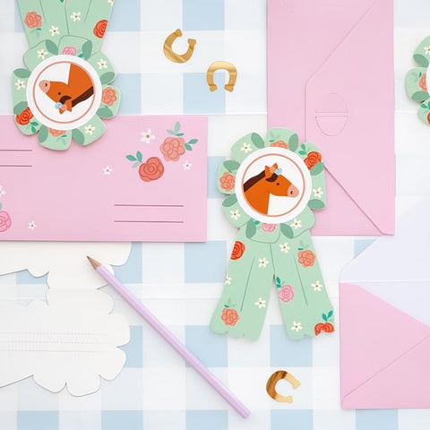 Einladungskarte Pferde 16,5 x 19,5 cm PartyDeco 3