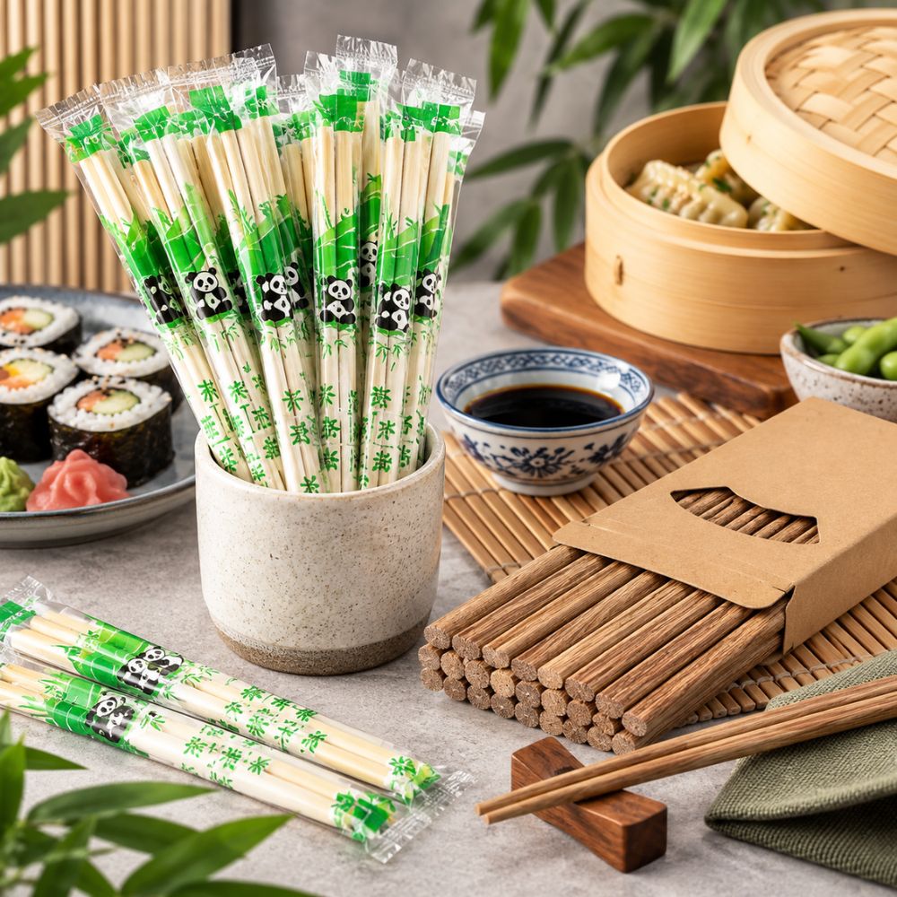 Bambus- und Holz-Essstäbchen für Sushi, asiatische Gerichte und Partys