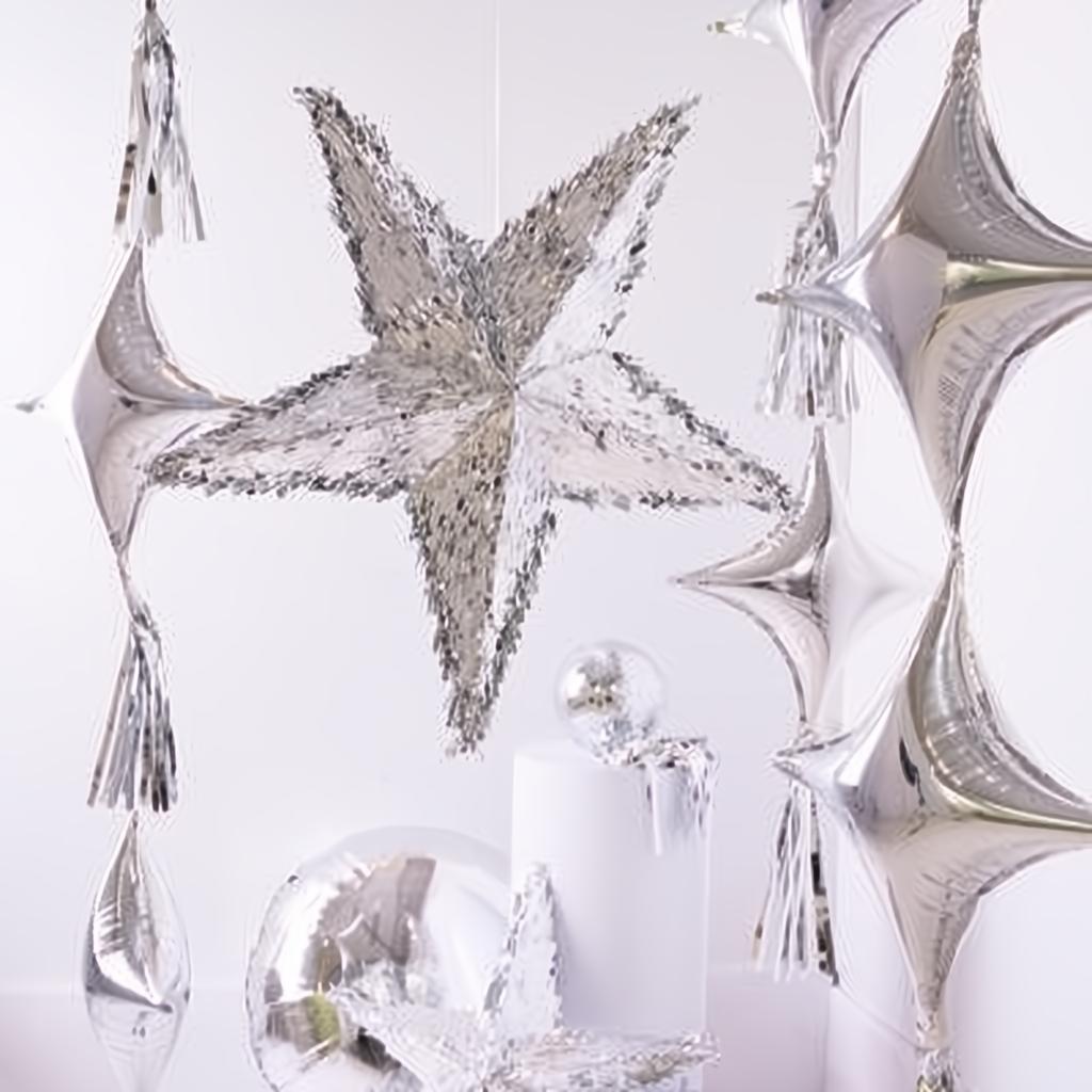 Faltbare Pinata - Stern, 68x68x30 cm, Silber PartyDeco 2