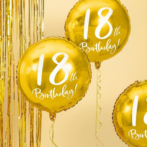 Folien-Luftballon 18th Birthday, in Goldfarbe, 45cm PartyDeco 2