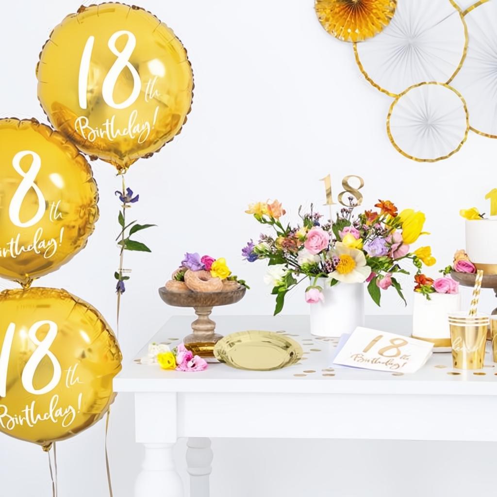 Folien-Luftballon 18th Birthday, in Goldfarbe, 45cm PartyDeco 3