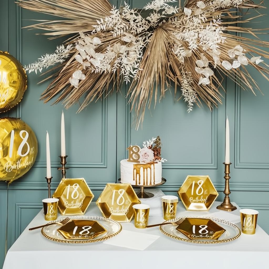 Folien-Luftballon 18th Birthday, in Goldfarbe, 45cm PartyDeco 5