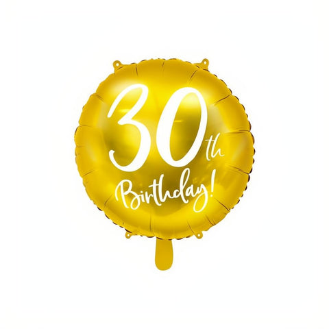 Folienballon 30th Birthday, gold, 45cm PartyDeco 1