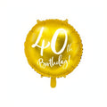 Folienballon 40th Birthday, gold, 45cm PartyDeco 1