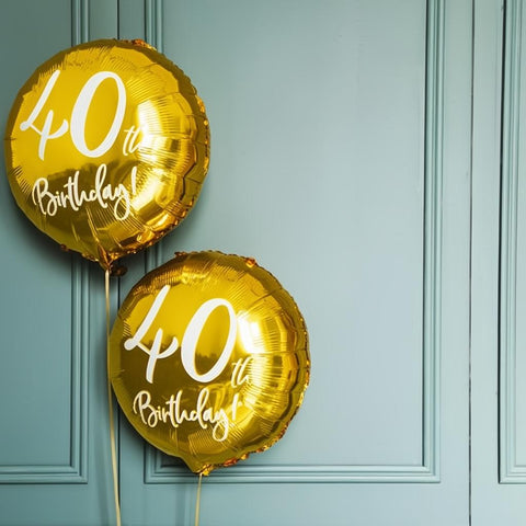 Folienballon 40th Birthday, gold, 45cm PartyDeco 4