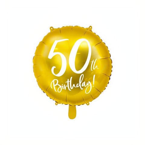 Folienballon 50th Birthday, gold, 45cm PartyDeco 1