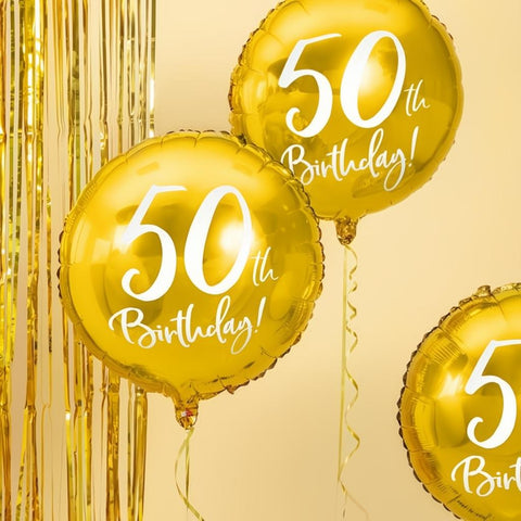 Folienballon 50th Birthday, gold, 45cm PartyDeco 2