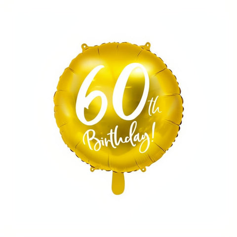 Folienballon 60th Birthday, gold, 45cm PartyDeco 1