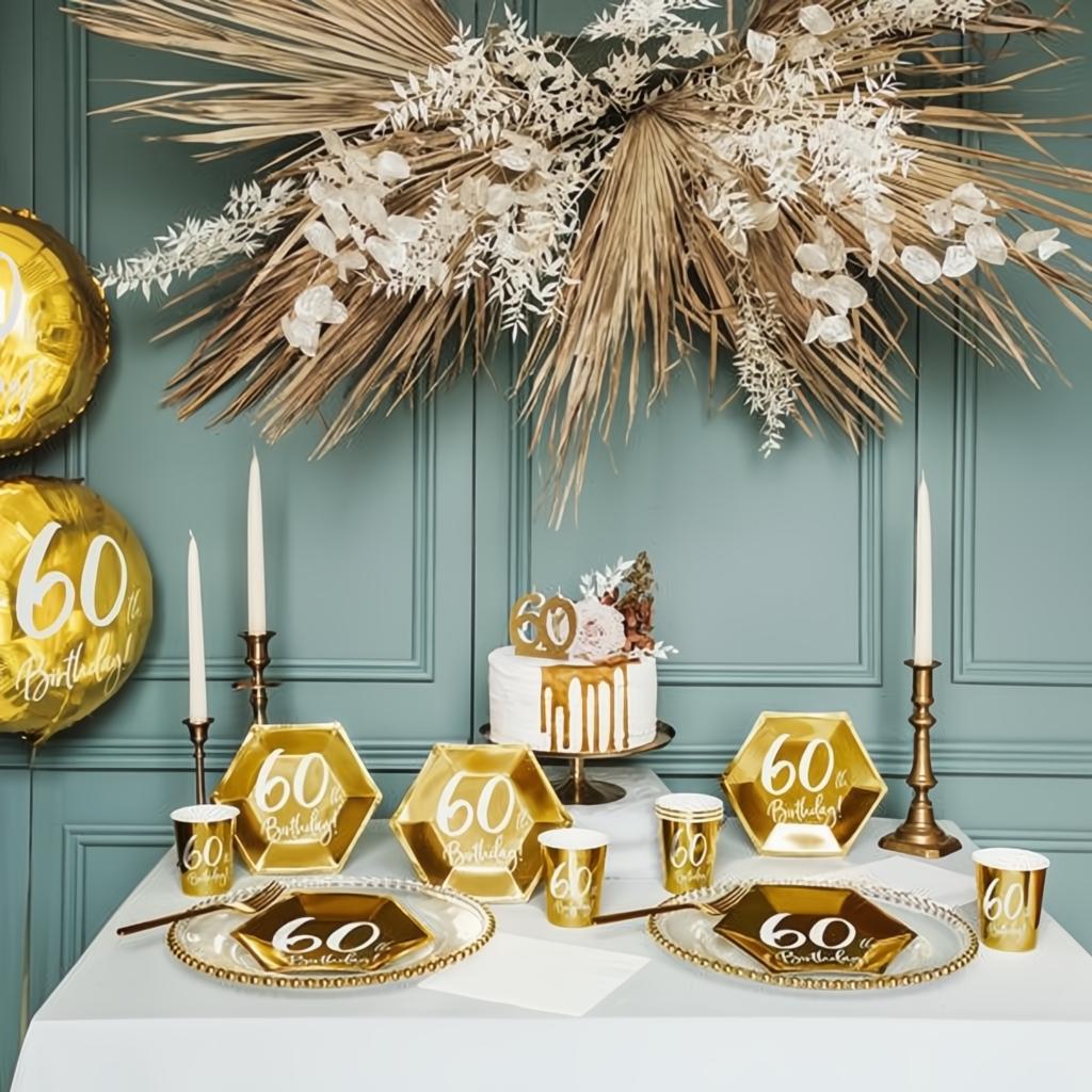 Folienballon 60th Birthday, gold, 45cm PartyDeco 5