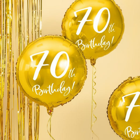 Folienballon 70th Birthday, gold, 45cm PartyDeco 2