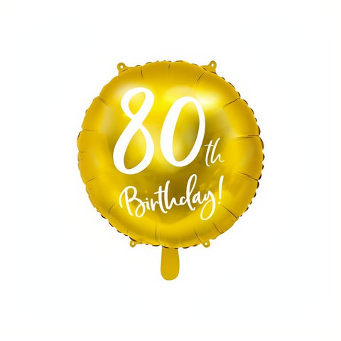 Folienballon 80th Birthday, gold, 45cm PartyDeco 1