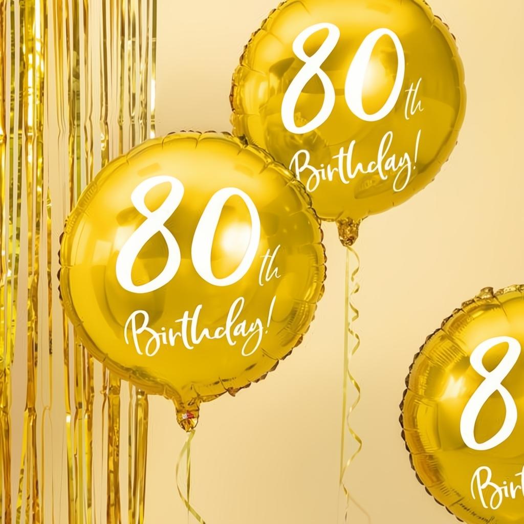 Folienballon 80th Birthday, gold, 45cm PartyDeco 2