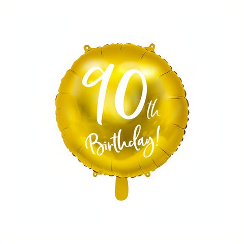 Folienballon 90th Birthday, gold, 45cm PartyDeco 1