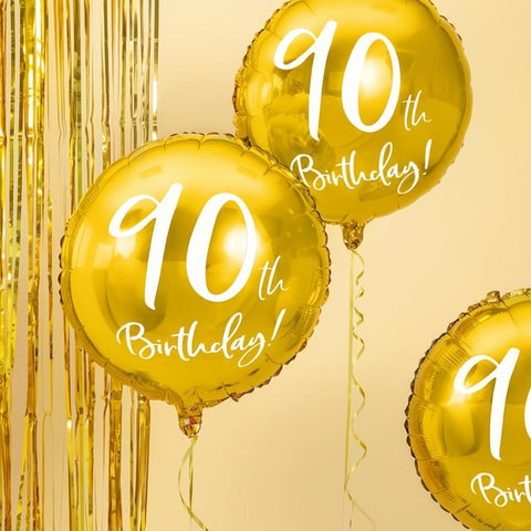 Folienballon 90th Birthday, gold, 45cm PartyDeco 2