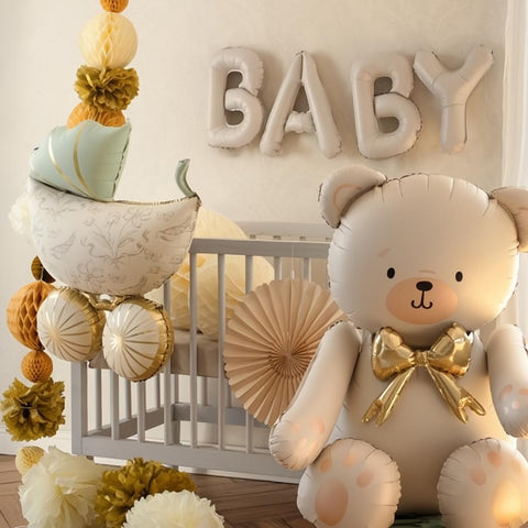 Folienballon Baby, 140x43 cm, beige PartyDeco 1