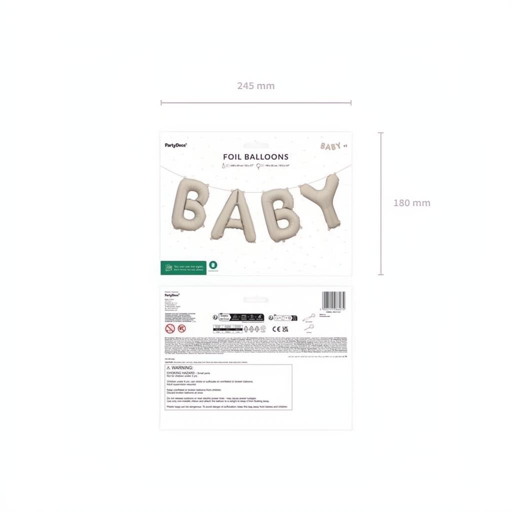 Folienballon Baby, 140x43 cm, beige PartyDeco 3