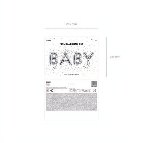 Folienballon Baby, 262x86cm, silber PartyDeco 2
