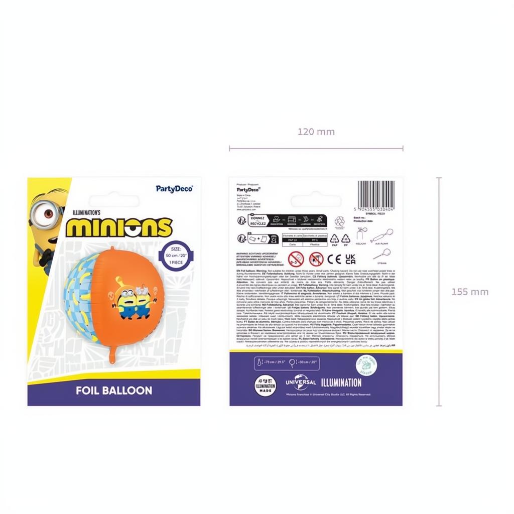 Folienballon Ball mit Minions, 75 cm PartyDeco 5