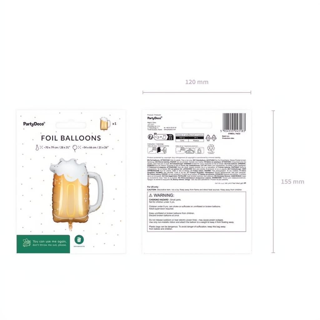 Folienballon Bier, 66 x 54 cm PartyDeco 3