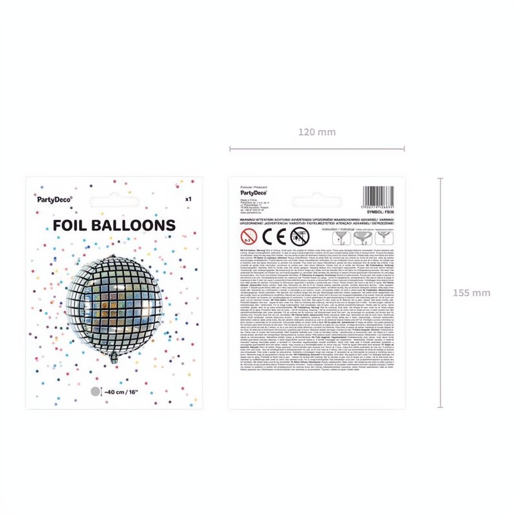 Folienballon Disco-Kugel, 40cm PartyDeco 3