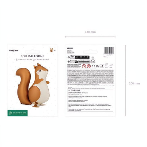 Folienballon Eichhörnchen, 51x59 cm PartyDeco 3