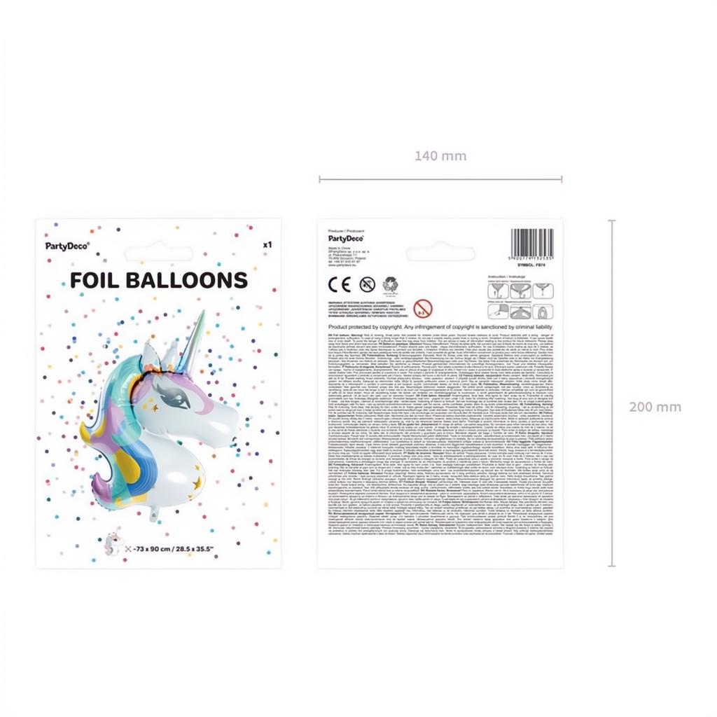 Folienballon Einhorn, 73x90cm PartyDeco 3