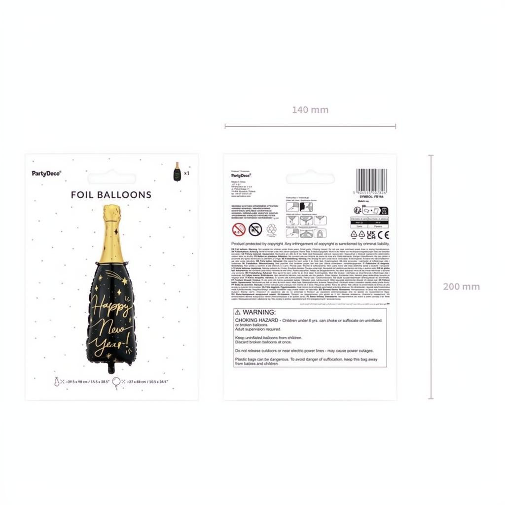 Folienballon Flasche Happy New Year, 39,5x98 cm PartyDeco 4