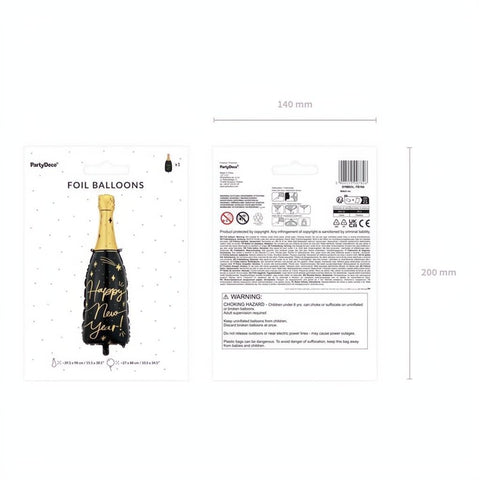 Folienballon Flasche Happy New Year, 39,5x98 cm PartyDeco 4
