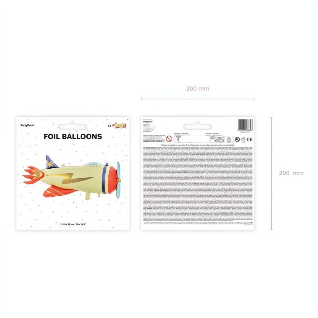 Folienballon Flugzeug, 91x39cm PartyDeco 4