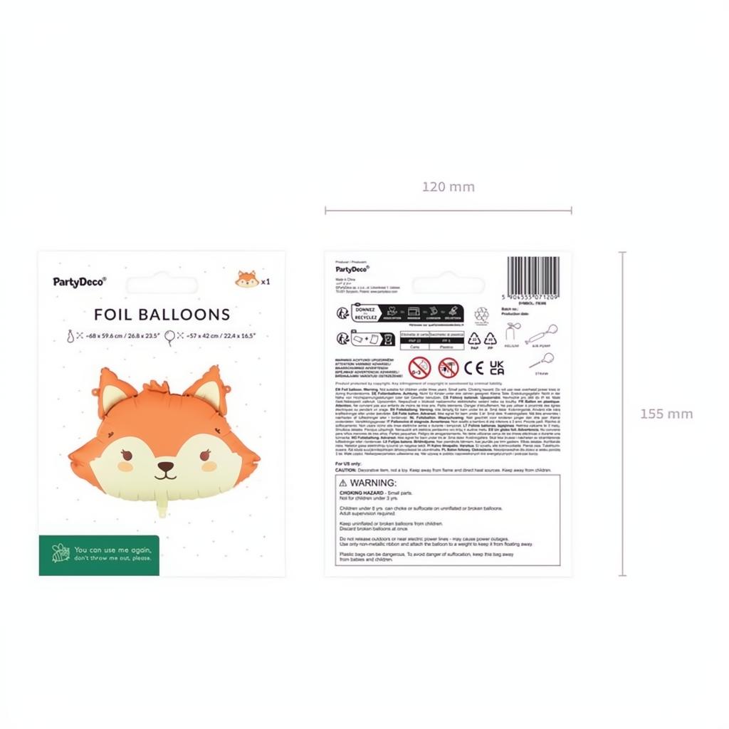 Folienballon Fuchs, 57x42 cm PartyDeco 3