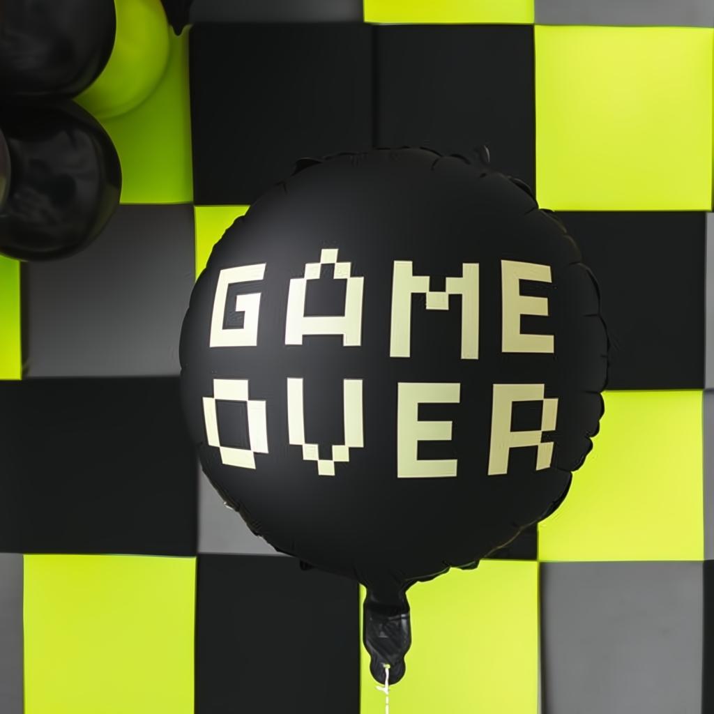 Folienballon Game over, 45 cm, Schwarz PartyDeco 2