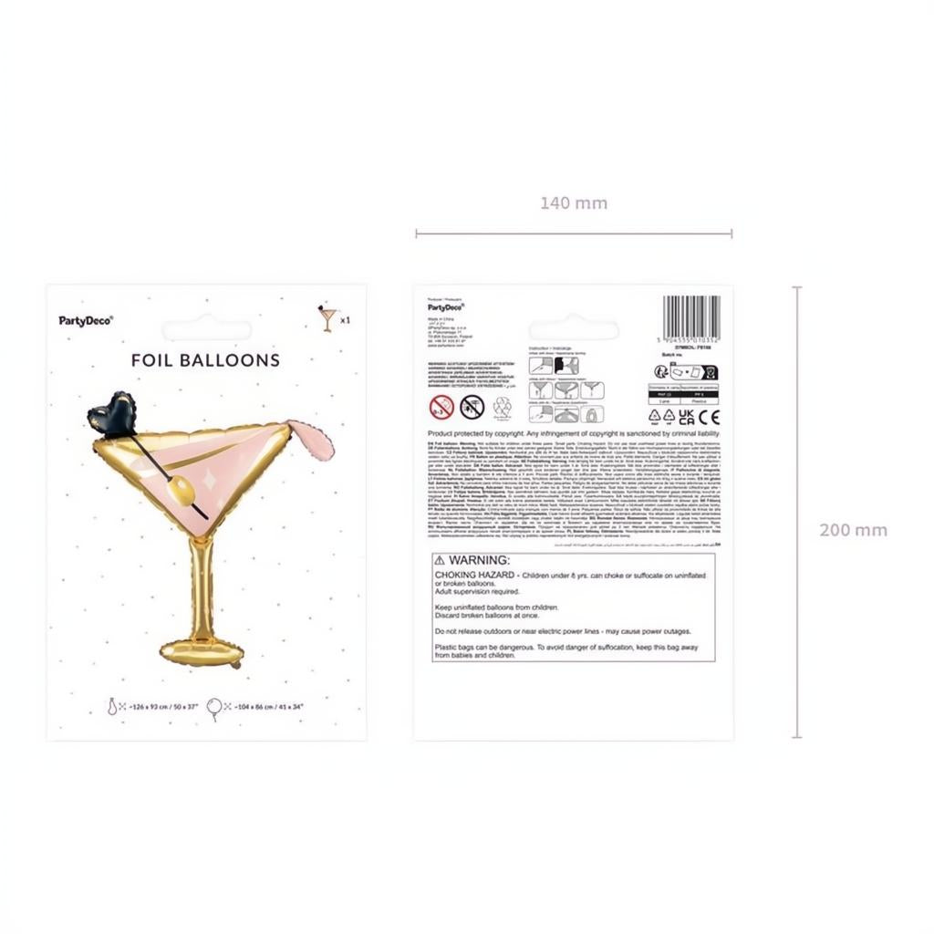 Folienballon Glas, 126x93 cm PartyDeco 6