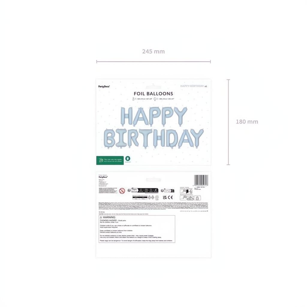 Folienballon Happy Birthday, 340x35cm, blau PartyDeco 3