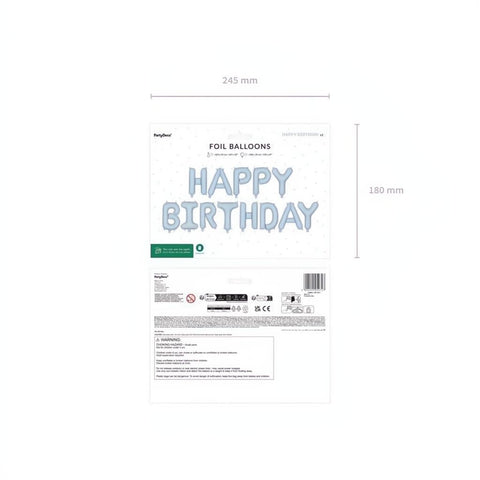 Folienballon Happy Birthday, 340x35cm, blau PartyDeco 3