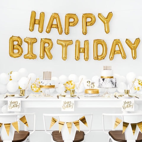 Folienballon Happy Birthday, 340x35cm, gold PartyDeco 2