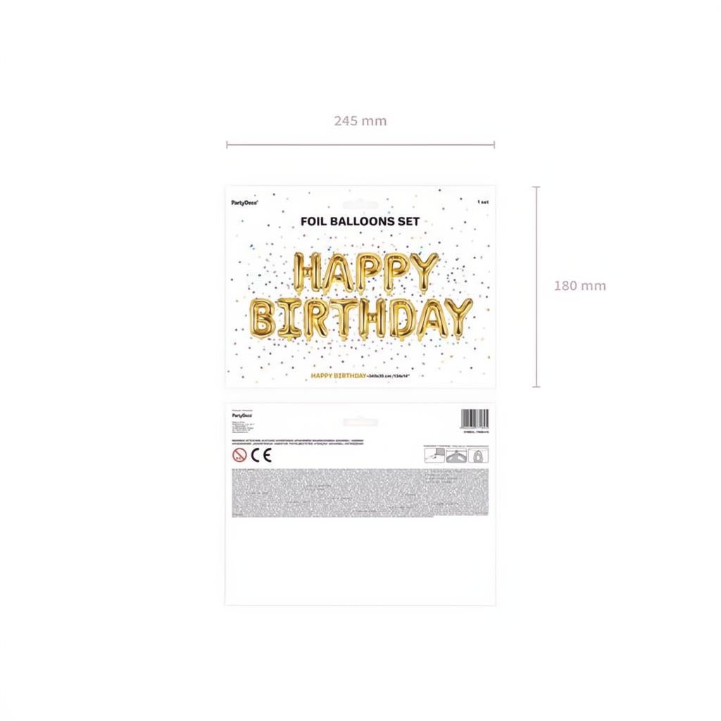Folienballon Happy Birthday, 340x35cm, gold PartyDeco 3