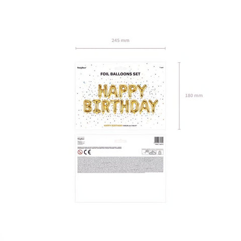 Folienballon Happy Birthday, 340x35cm, gold PartyDeco 3