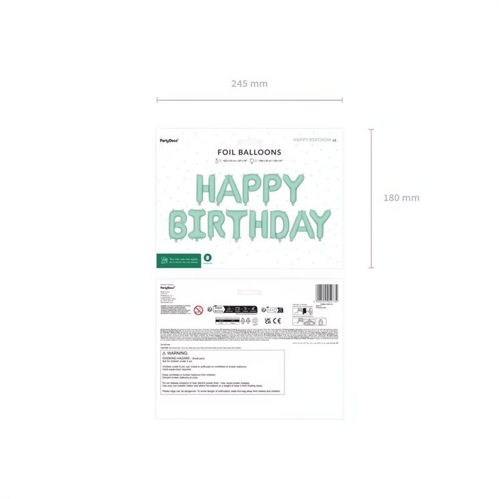 Folienballon Happy Birthday, 340x35cm, grün PartyDeco 3
