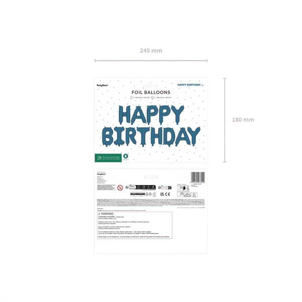 Folienballon Happy Birthday, 340x35cm, Marineblau PartyDeco 2