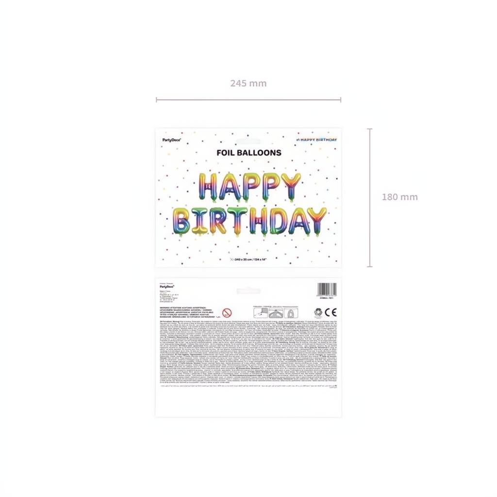 Folienballon Happy Birthday, 340x35cm, Regenbogen PartyDeco 3