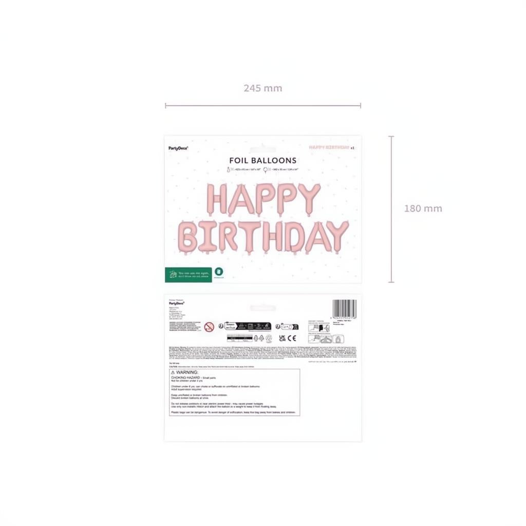 Folienballon Happy Birthday, 340x35cm, rosa PartyDeco 3